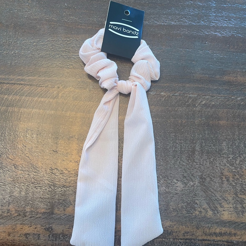 Light Pink Hair Scrunchie with Ribbons